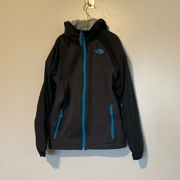 The Northface Canyon Lands Track Hoody Dark Grey Heather And Neon Jacket
